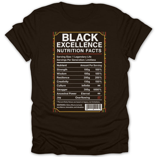Black Excellence Nutrition Facts Tee - Zion Threadz
