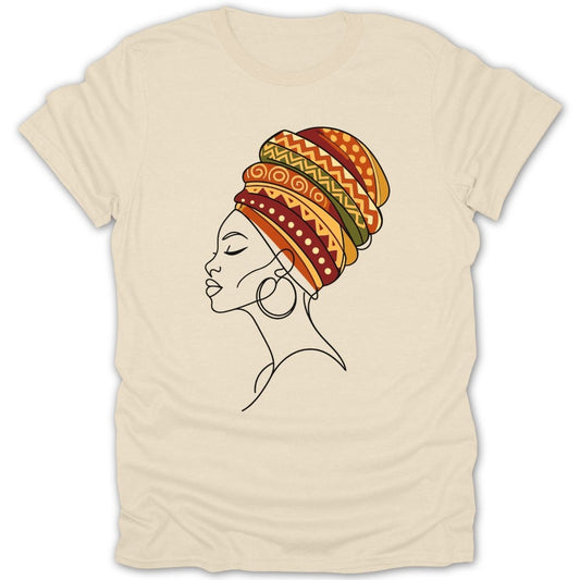 African Queen Colorful Head Wrap Tee - Zion Threadz