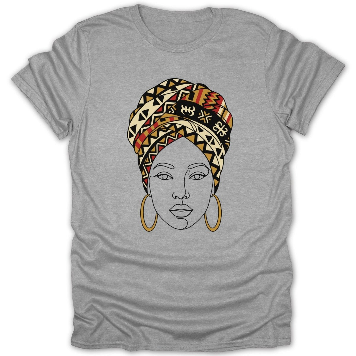 African Queen Adinkra Head Wrap Tee - Zion Threadz