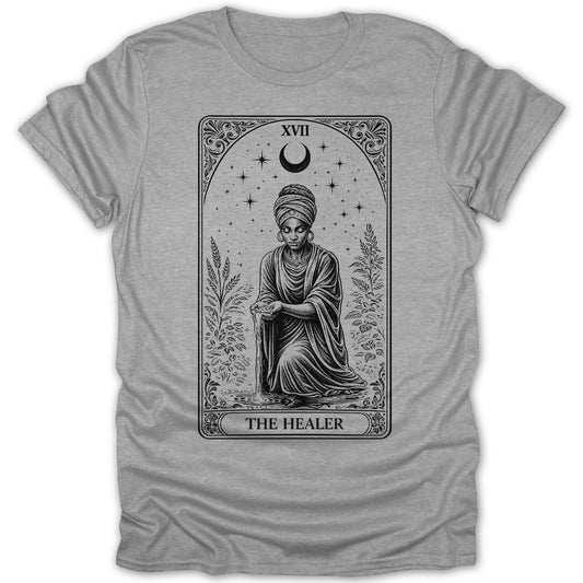 The Healer Tarot Card Design Grey T-Shirt Product