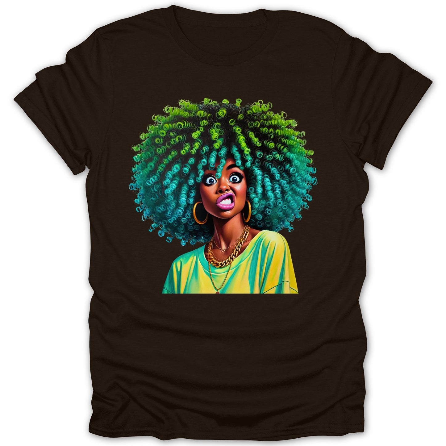 Bold Afro Hair Art on Black T-Shirt Graphic Tee product
