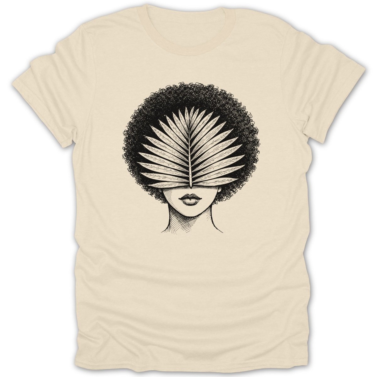 Afro Woman Palm Leaf Tee - Zion Threadz