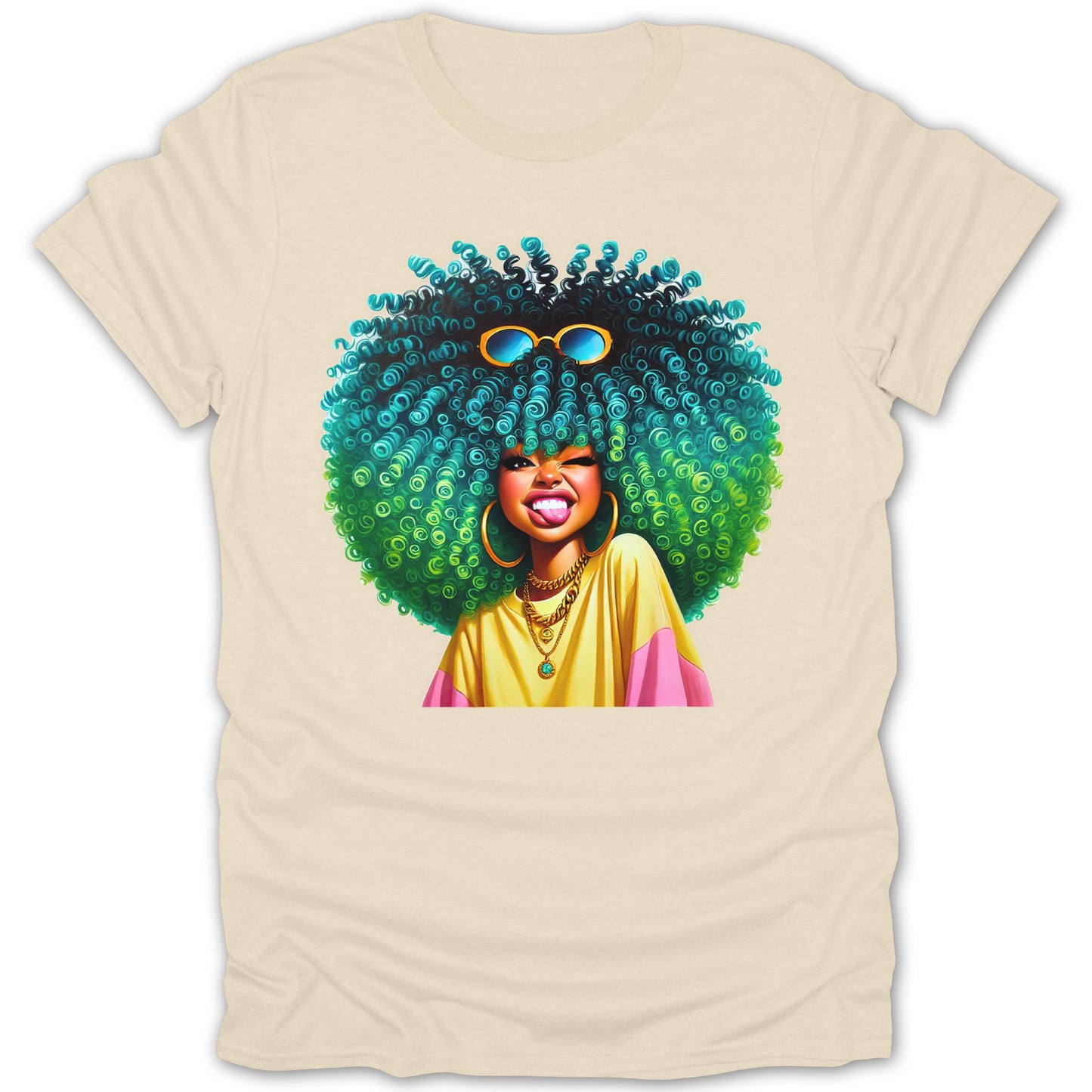 Stylish Graphic Tee with Vibrant Afro Design product type