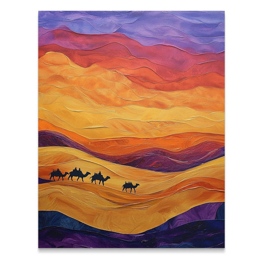 Caravan Across Desert Painting Style Illustration Poster - Zion Threadz