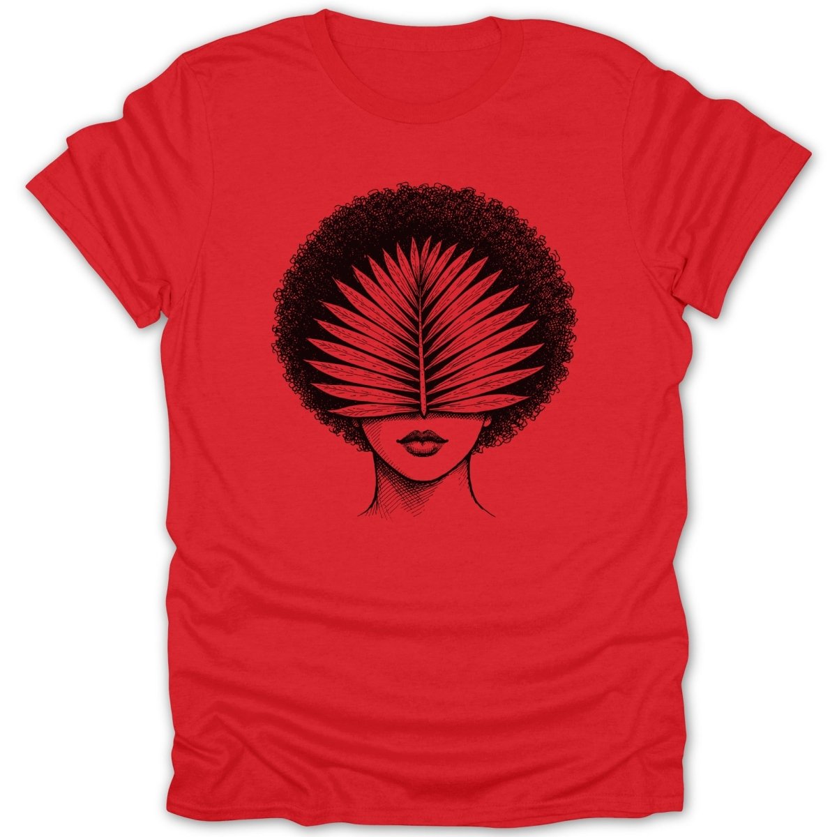 Afro Woman Palm Leaf Tee - Zion Threadz