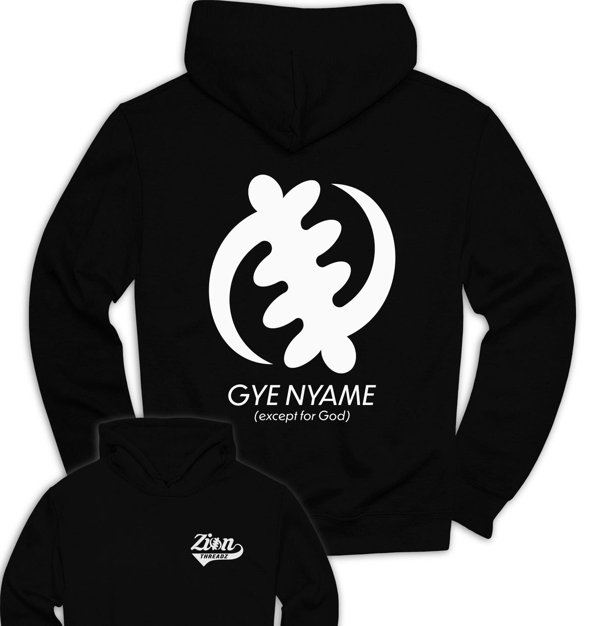 Gye Nyame Except For God Symbol on Black Hoodie