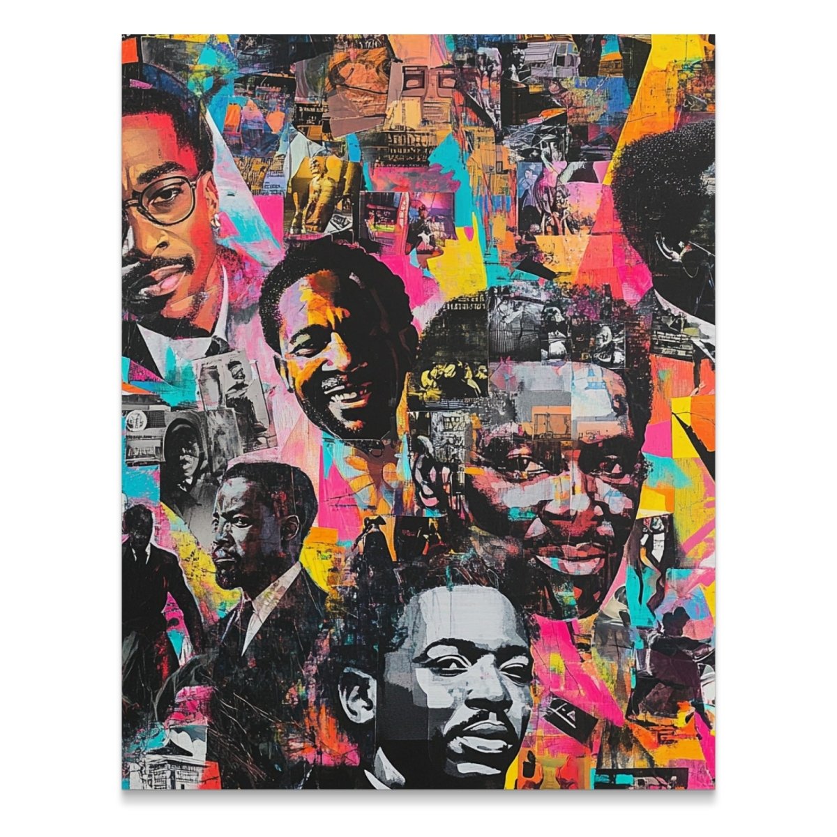 Celebratory Figures In A Colorful Collage Art Design Poster - Zion Threadz