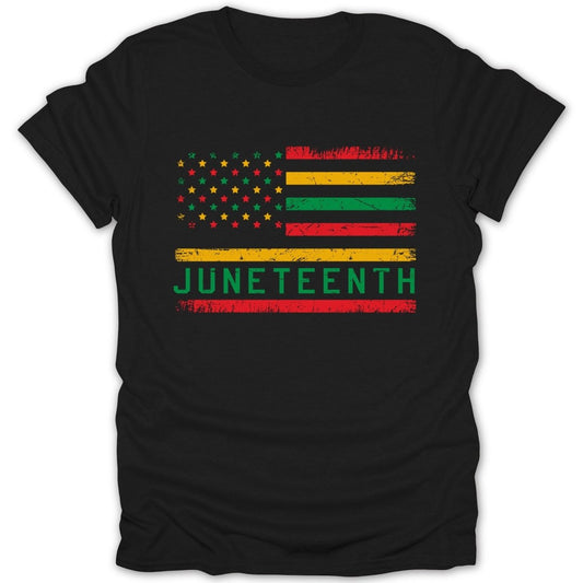 Distressed Juneteenth Flag Tee - Zion Threadz