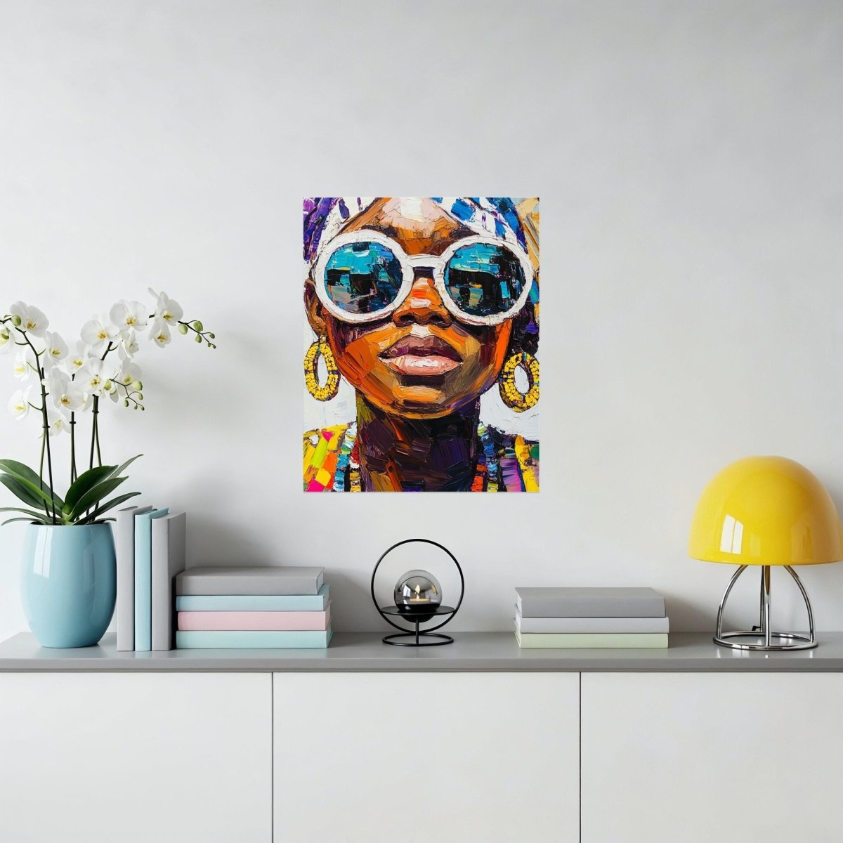 Chic Sunglasses Portrait Modern Art Style Painting Poster - Zion Threadz