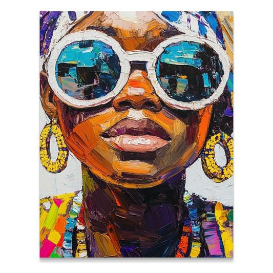 Chic Sunglasses Portrait Modern Art Style Painting Poster - Zion Threadz
