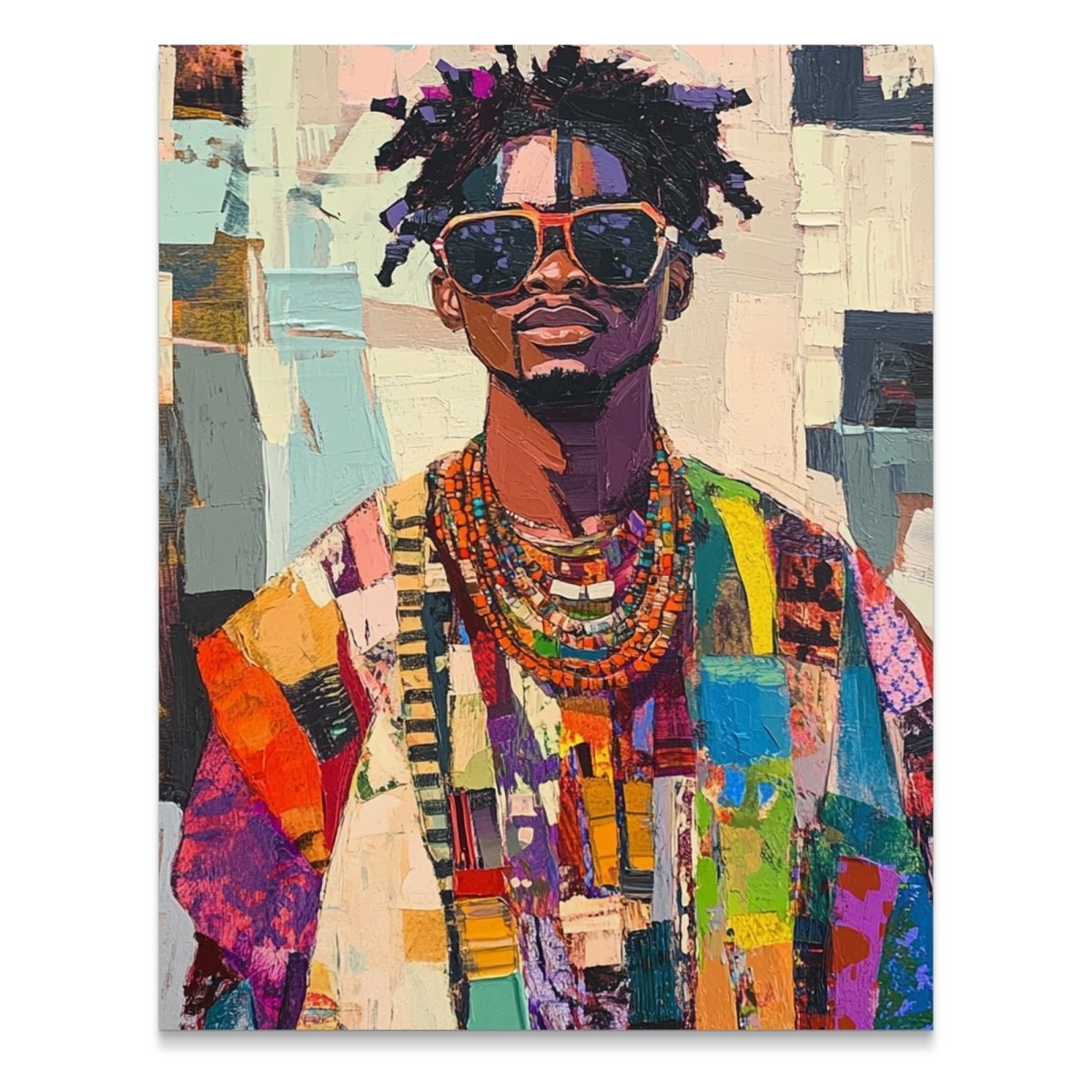 Colorful Portrait with Sunglasses Impasto Style Poster - Zion Threadz