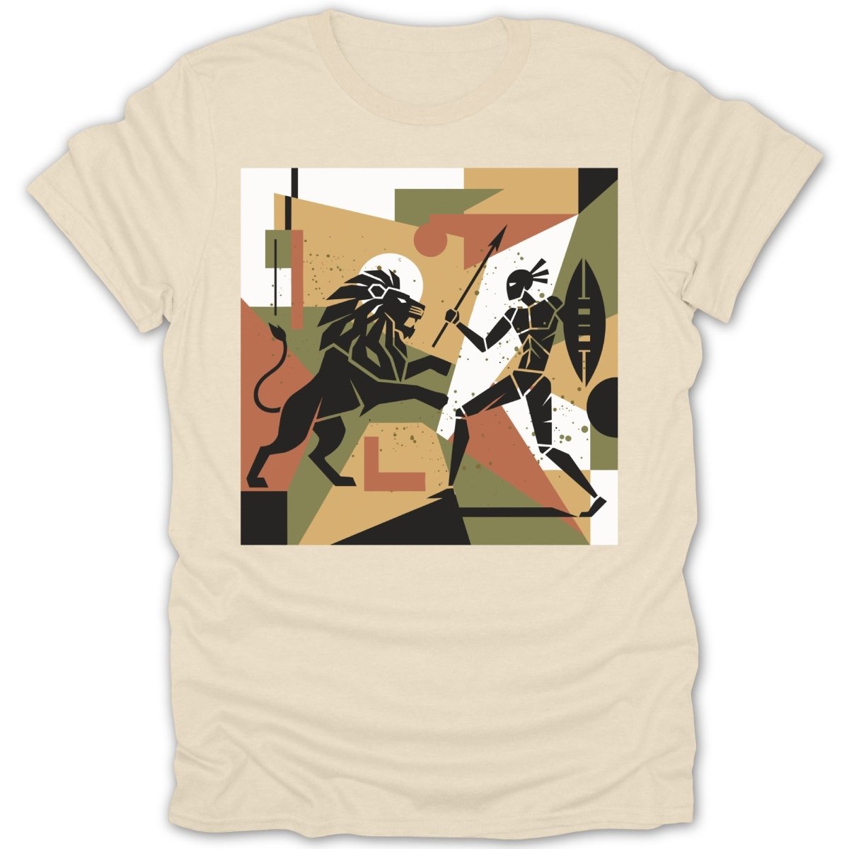 African Warrior Vs. Lion Abstract Tee - Zion Threadz
