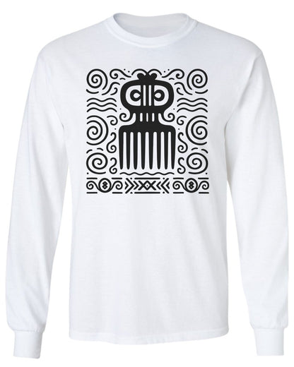 Adinkra Comb Pattern Long Sleeve Tee - Zion Threadz