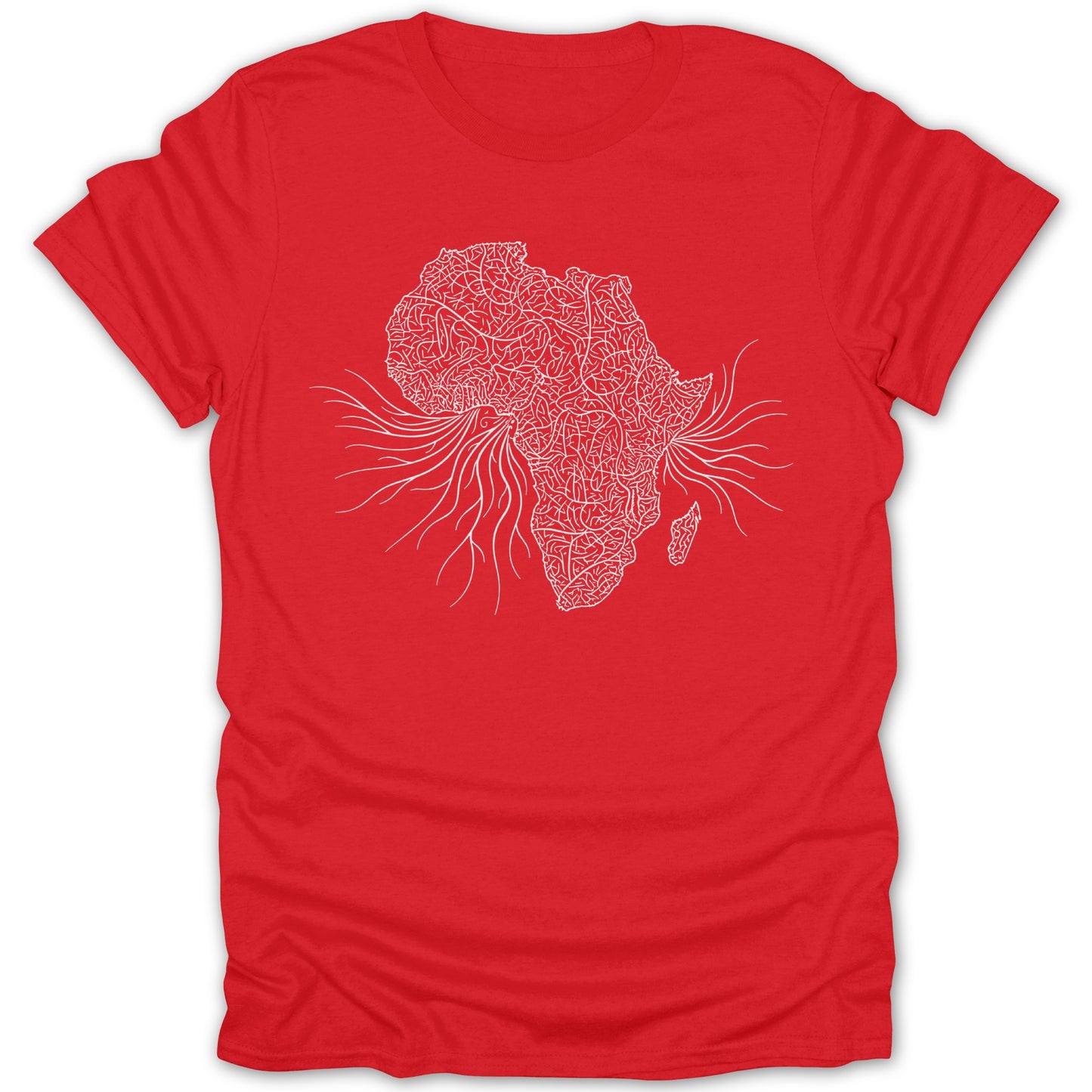 Red T-shirt with Intricate Map of Africa Design