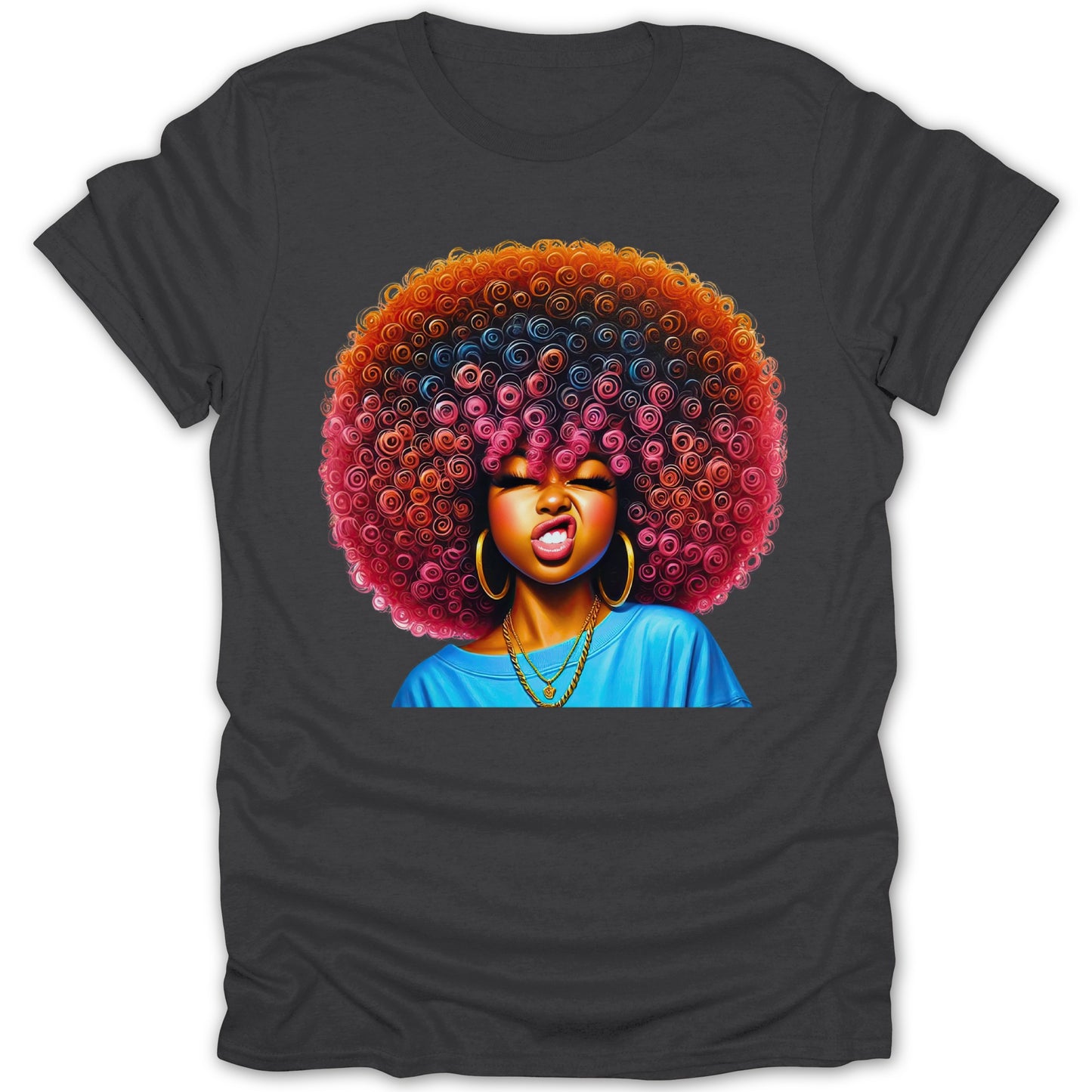 Colorful Afro Woman Graphic Tee Design product type