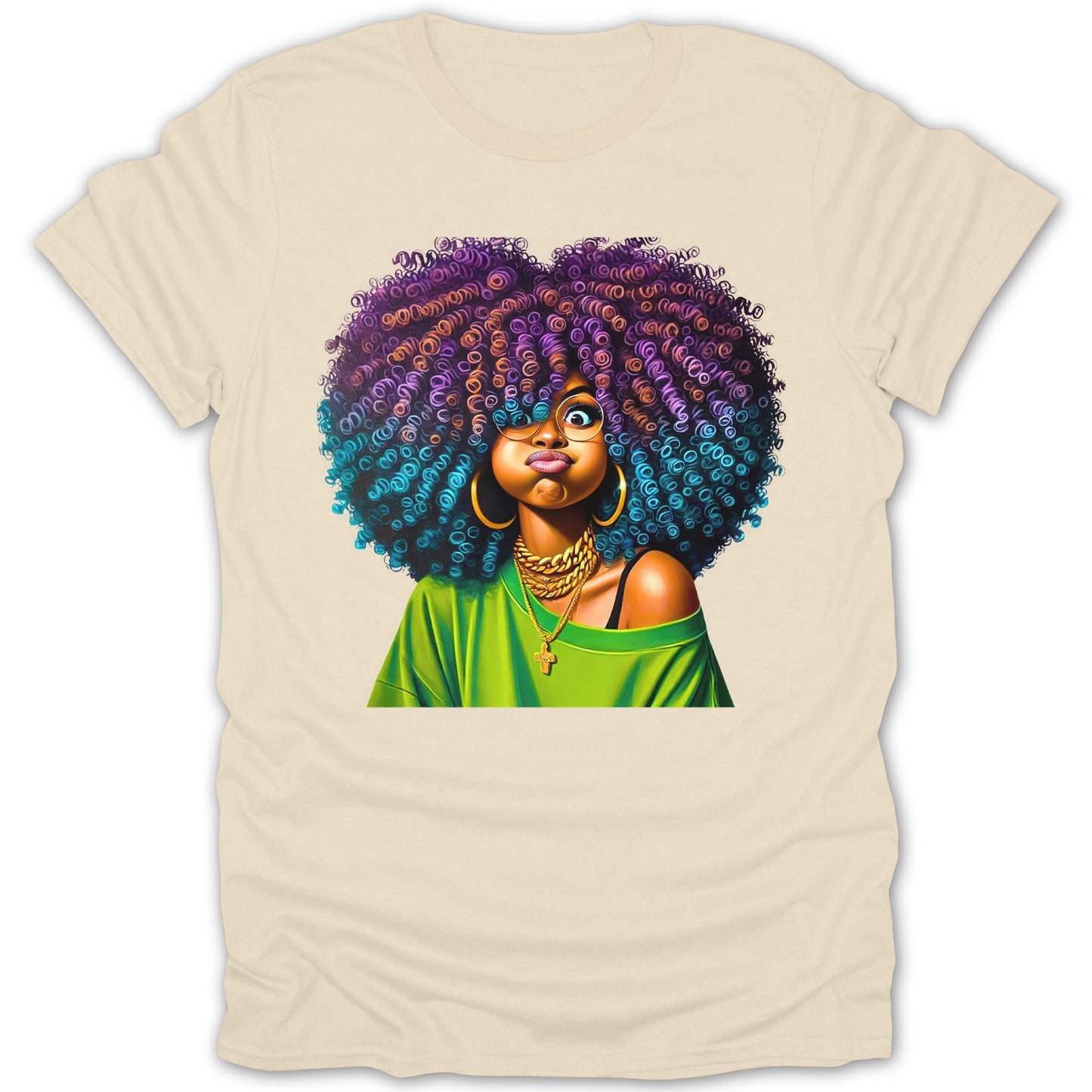 Funky Anime Afro Girl Graphic Tee Shirt product