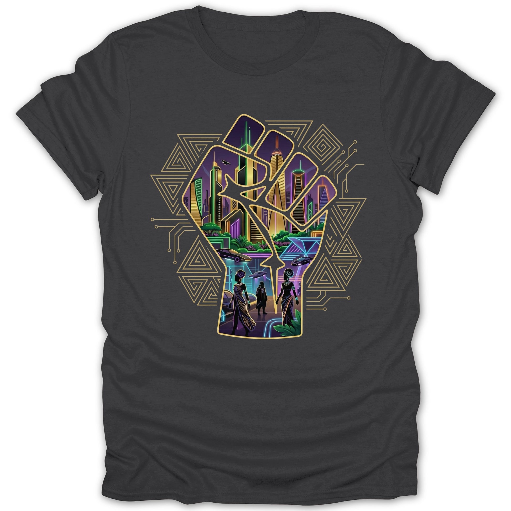 Futuristic City Fist Design Graphic T-Shirt