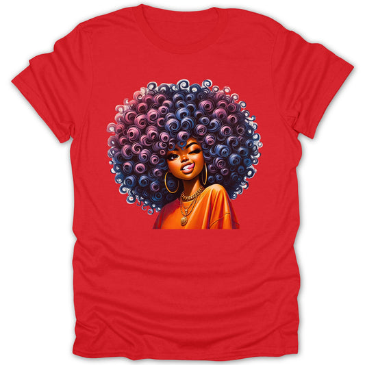 Afro Woman Art on Bright Red Tee product