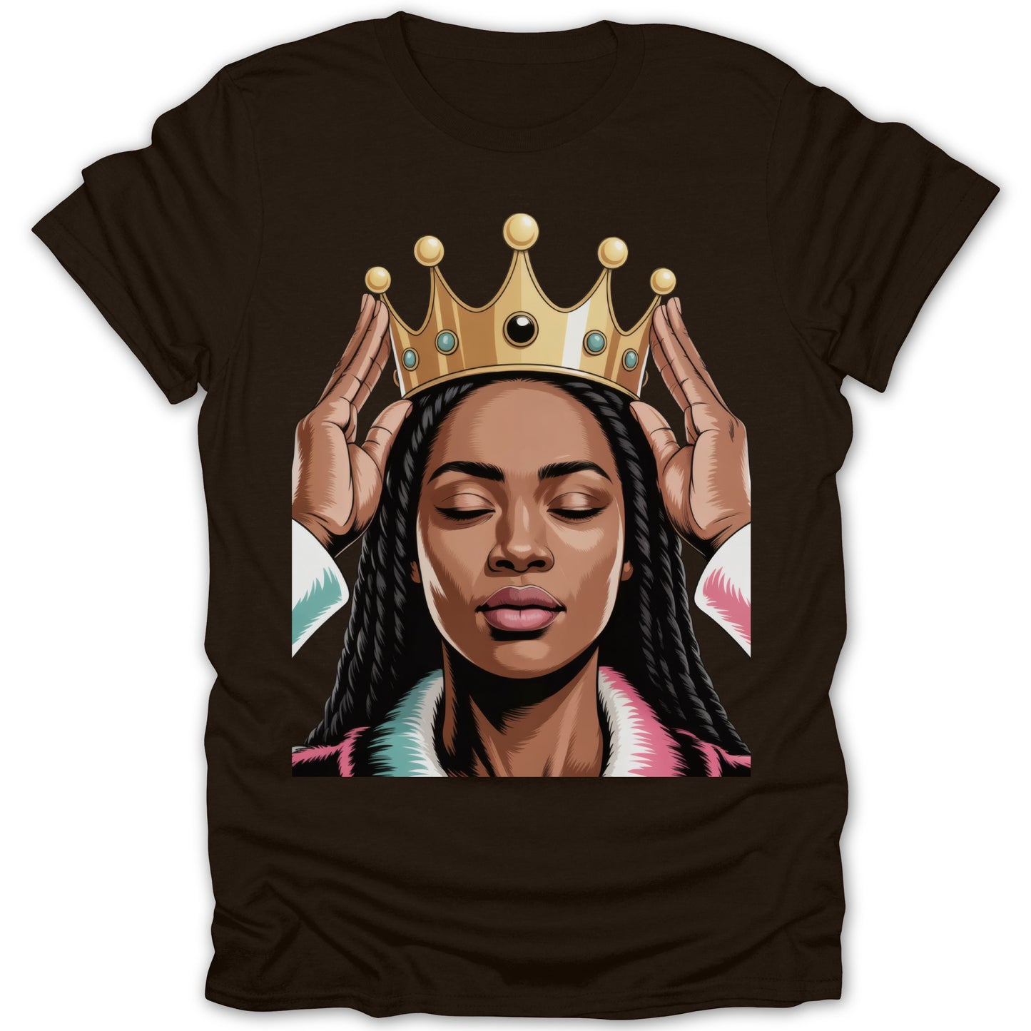 Queen with Crown Graphic on Black T-Shirt