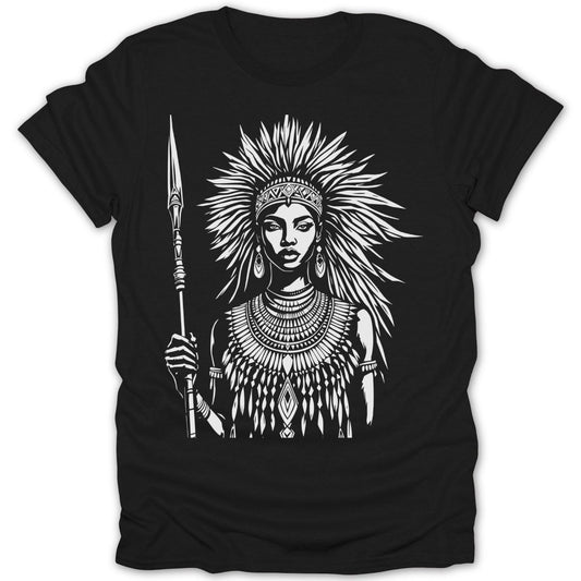 Tribal Warrior Woman With Spear Tee - Zion Threadz