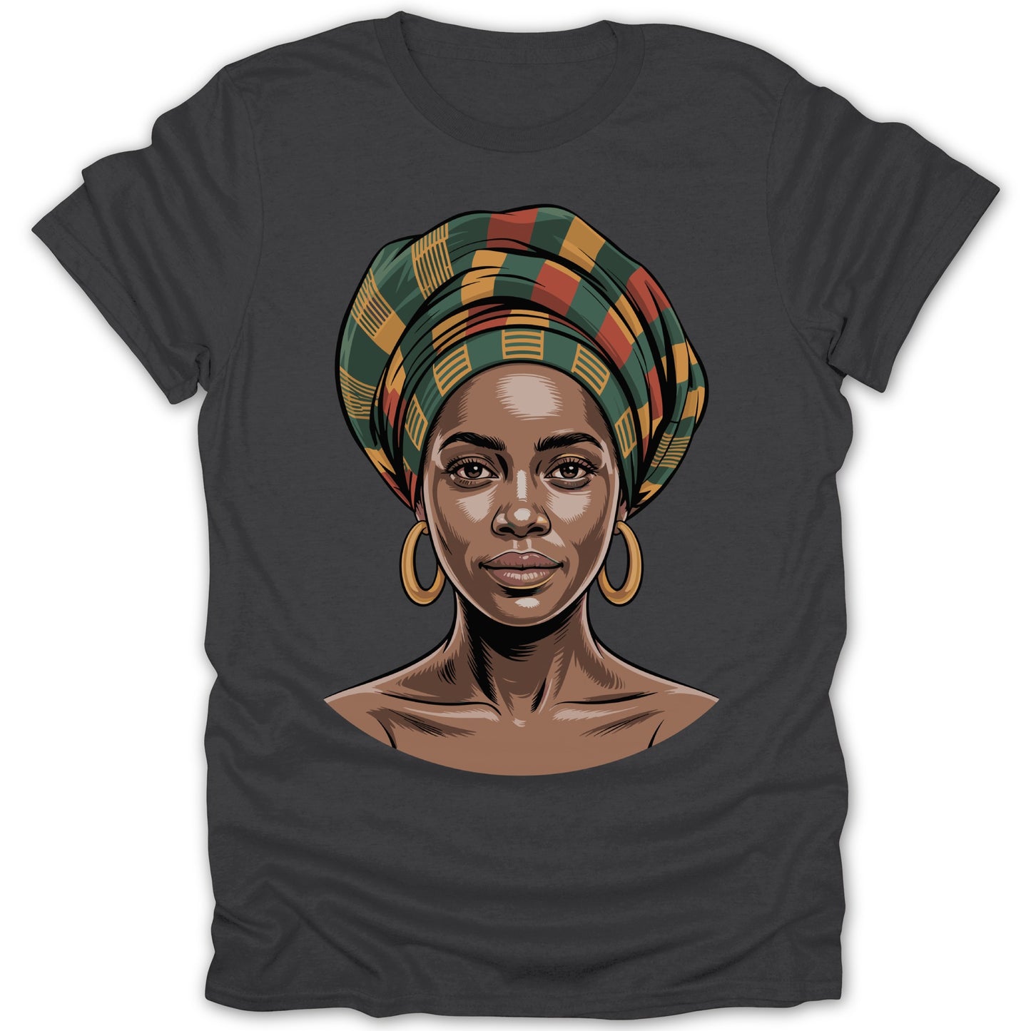 Vibrant Portrait Design with Headwrap T-shirt