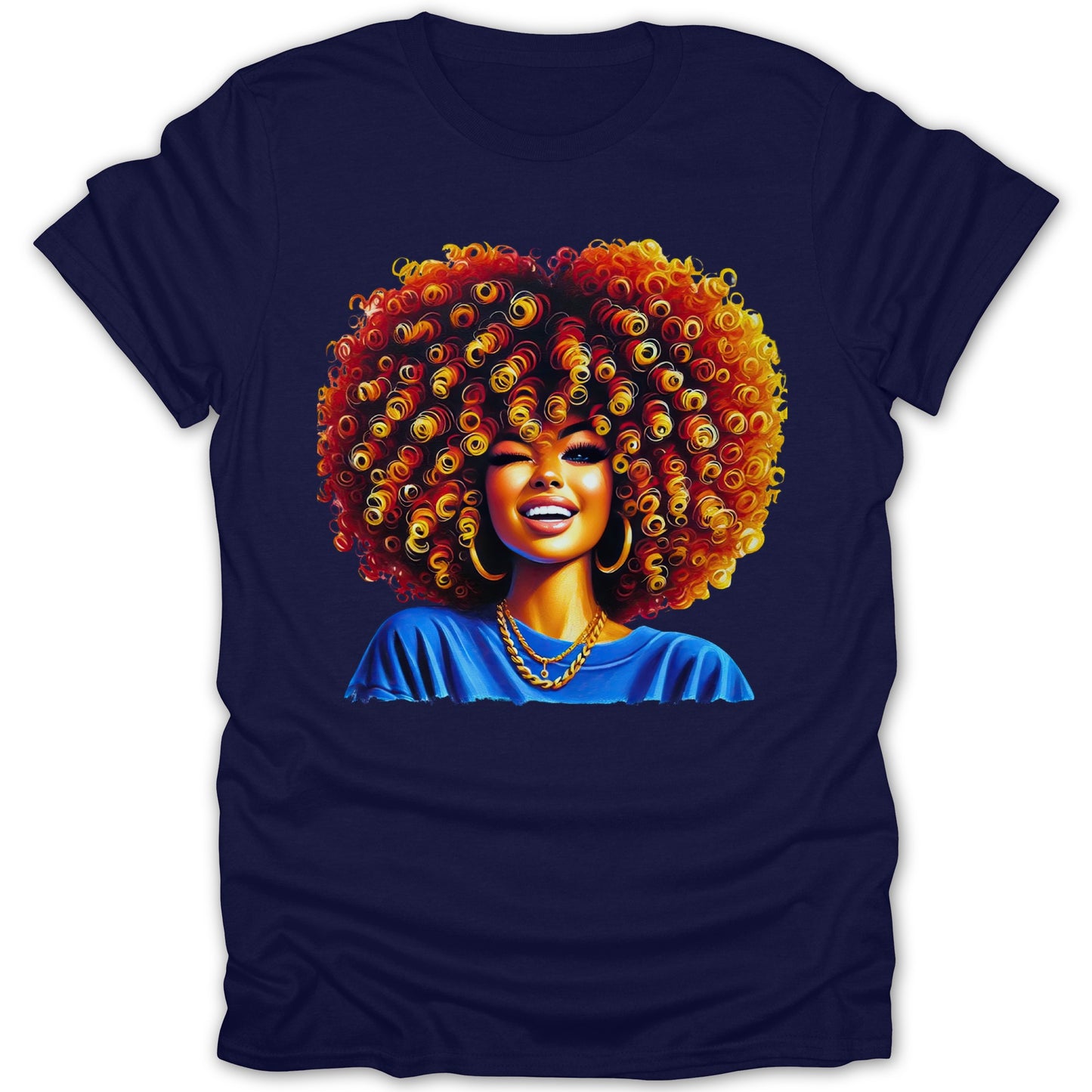 Vibrant Afro Portrait Graphic Print T-Shirt product