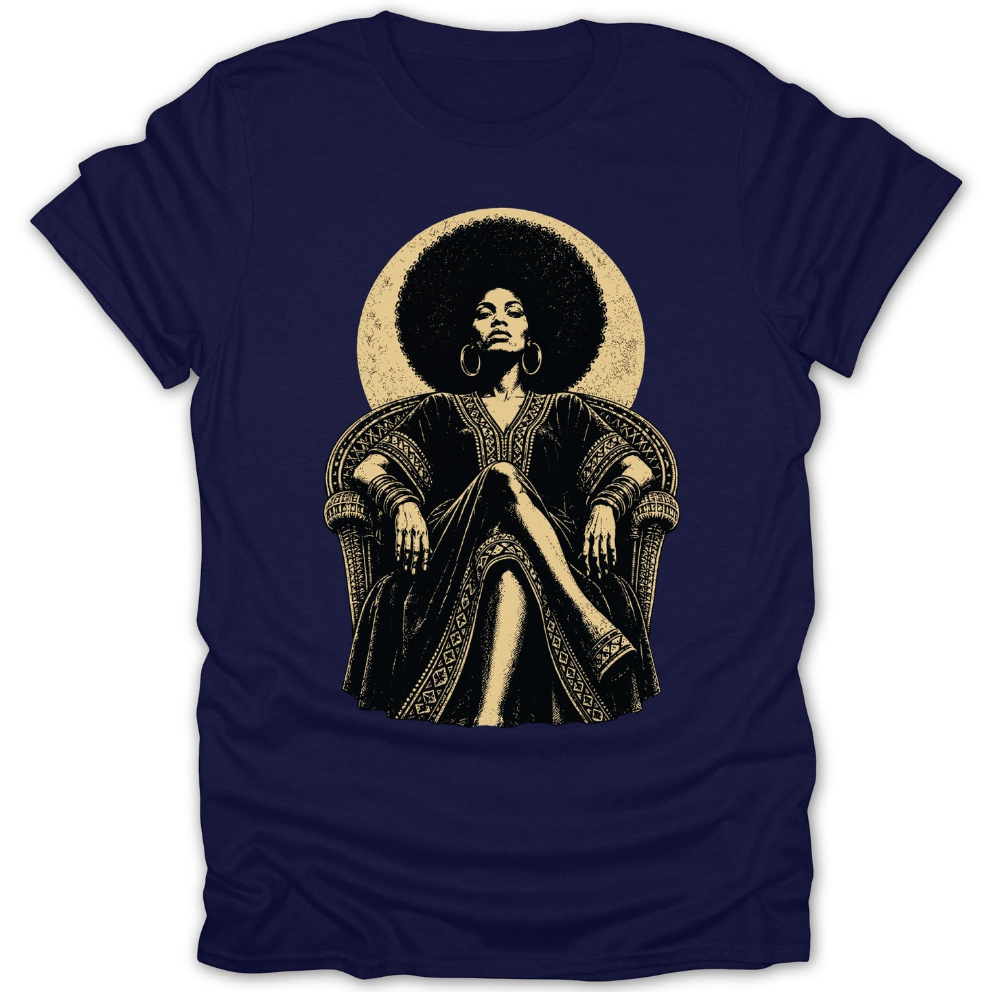 Illustration of a regal woman with an afro seated on a throne.