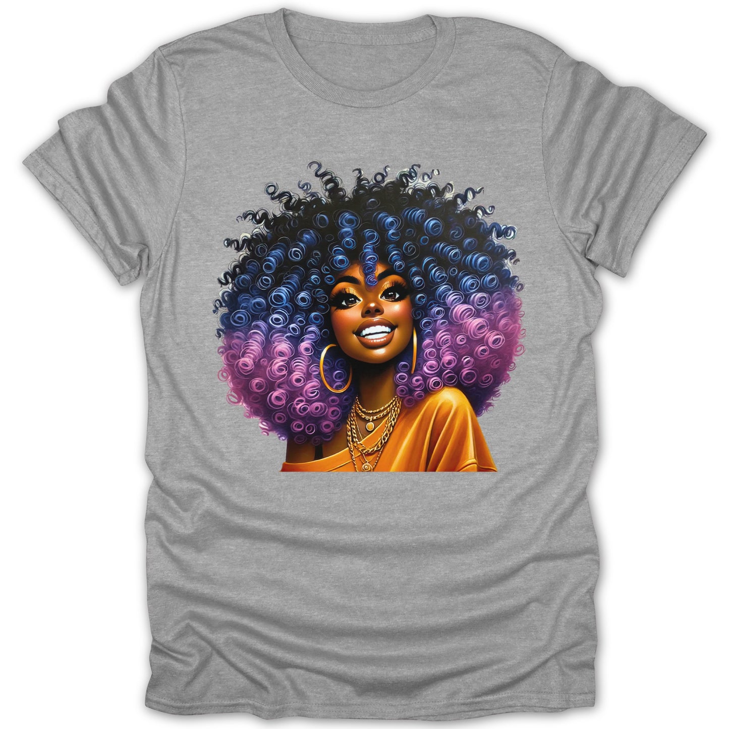 Colorful Artistic Graphic T-Shirt with Smiling Woman product type