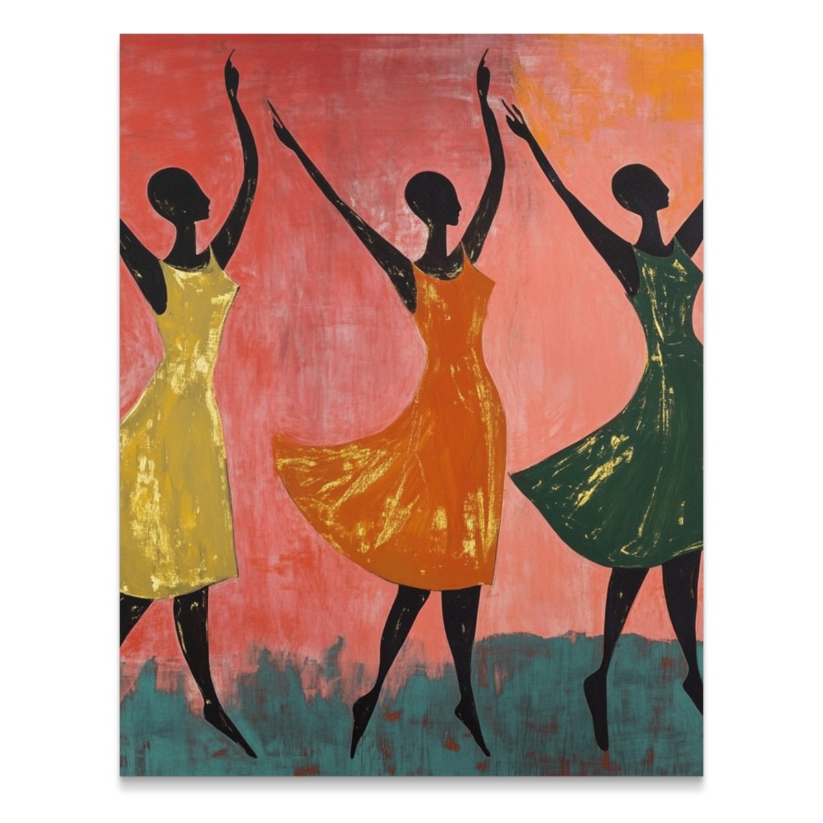 Dancing in Harmony Three Figures Art Print Minimalist Poster - Zion Threadz
