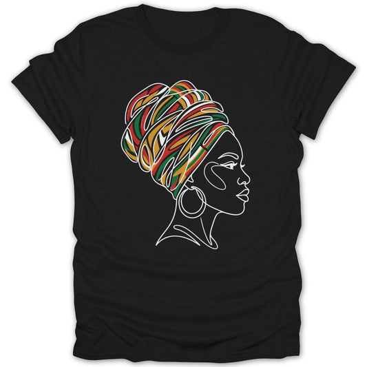 African Queen Abstract Head Wrap Tee - Zion Threadz