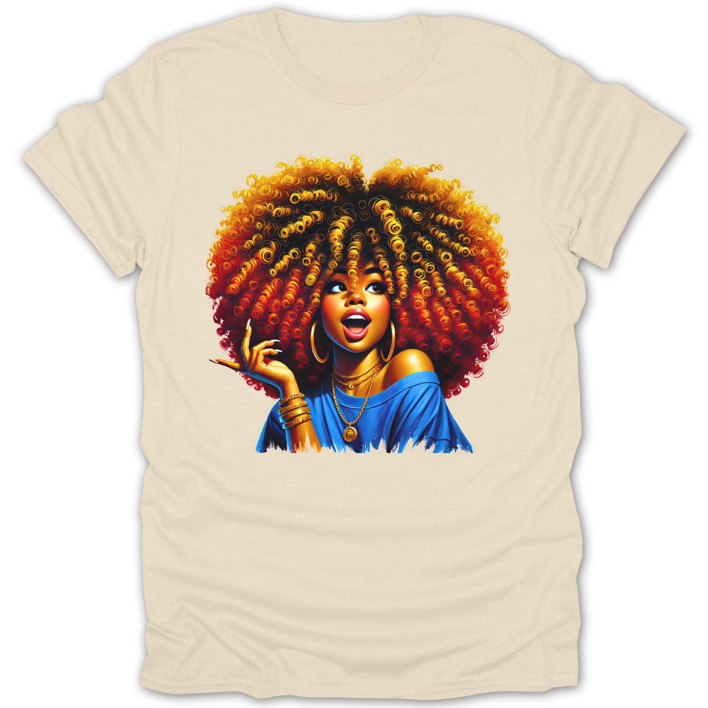 Vibrant Afro Art Graphic on Beige T-shirt product type