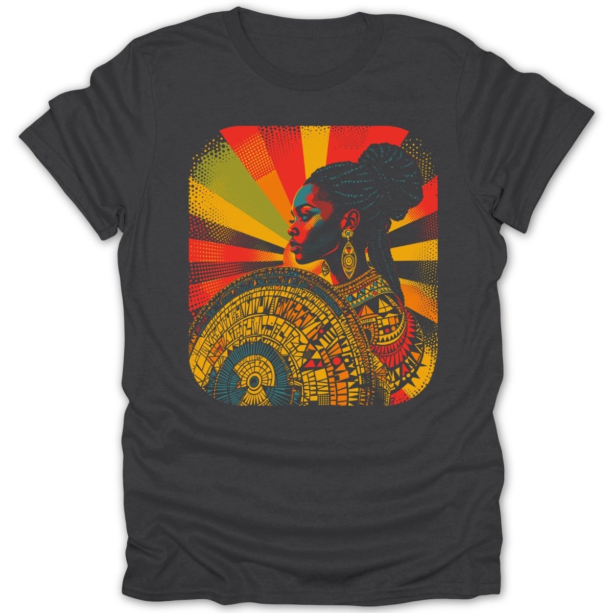 Shield Woman with Abstract Tribal Pattern Tee - Zion Threadz