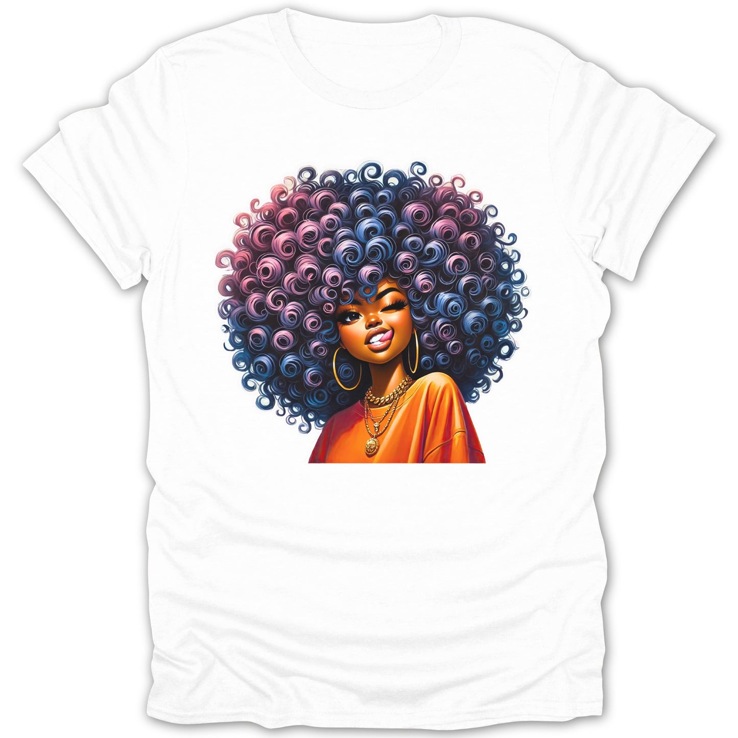 Colorful Curls Afro Style Printed Graphic T-Shirt product