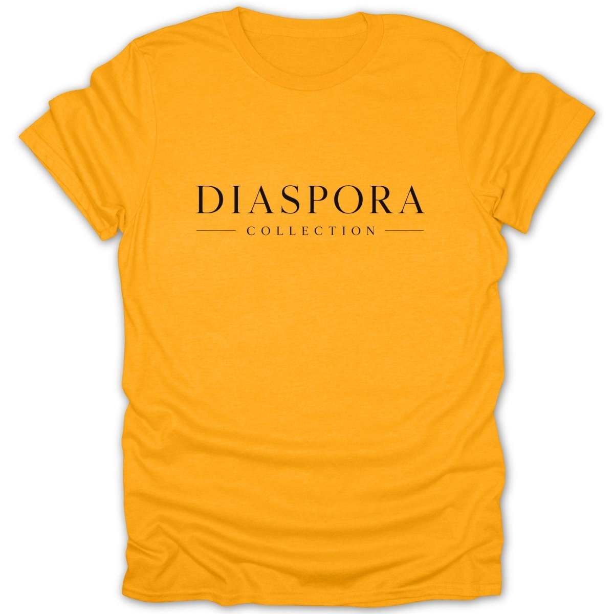 Orange t-shirt with black text "DIASPORA COLLECTION"