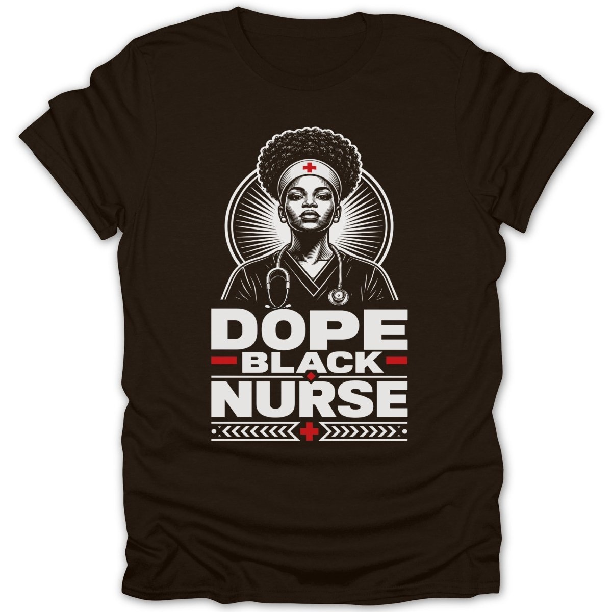Illustration of a nurse with text "DOPE BLACK NURSE"