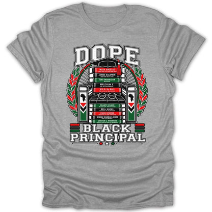 DOPE Black Principal graphic with stacked books and laurel wreath.