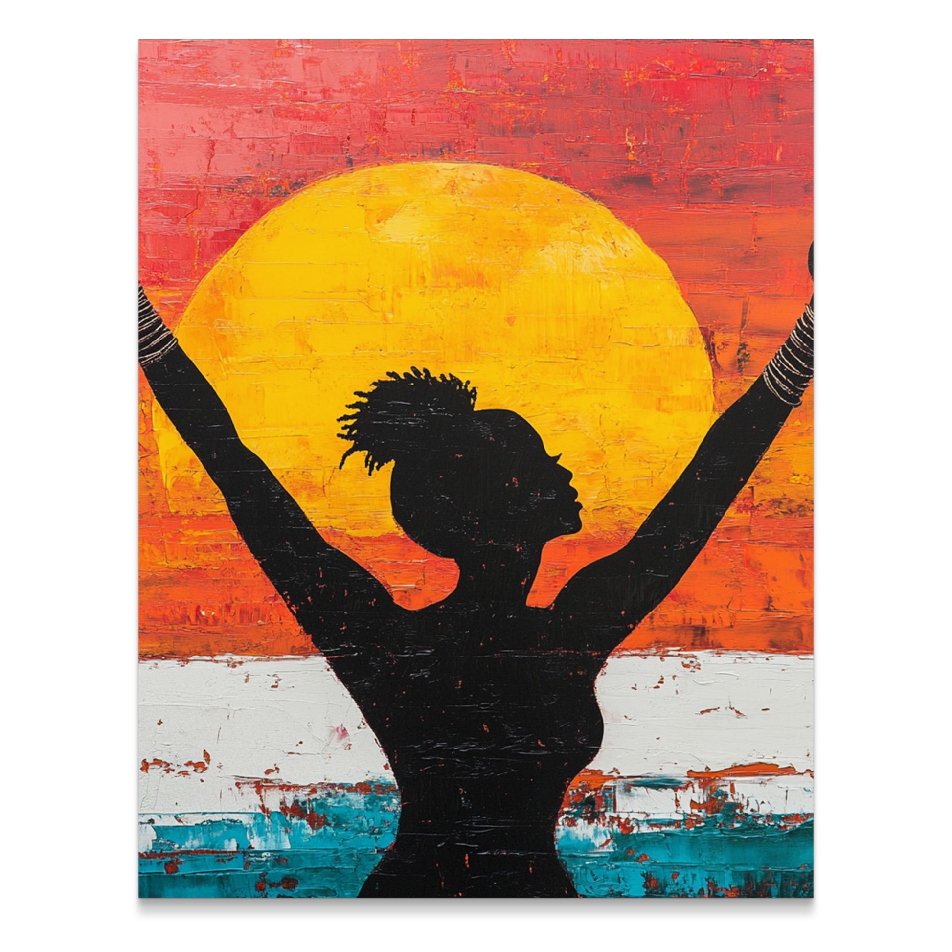 Radiant Sunset Woman Silhouette Modern Wall Art product