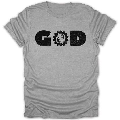 GOD with Gye Nyame Symbol Distressed Tee - Zion Threadz