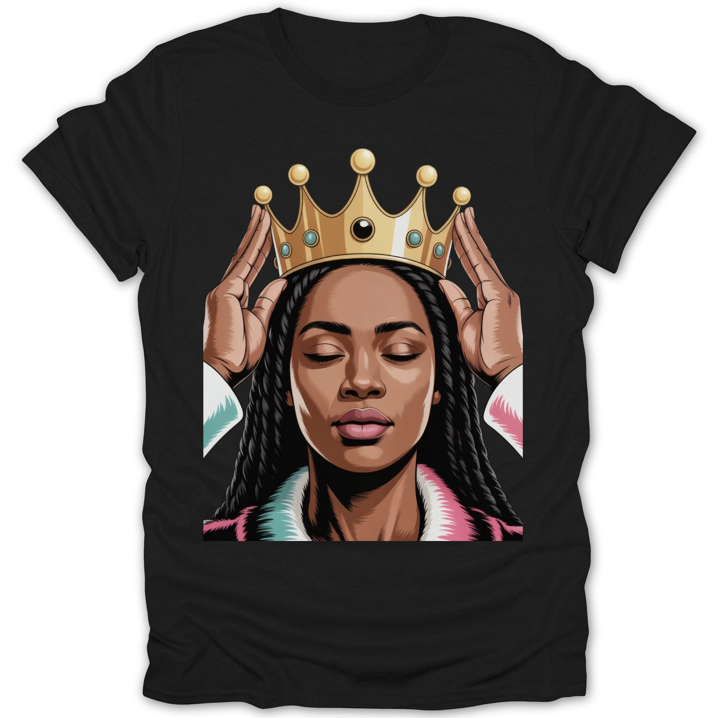 Queen Crown Artistic Portrait Graphic Tee Shirt