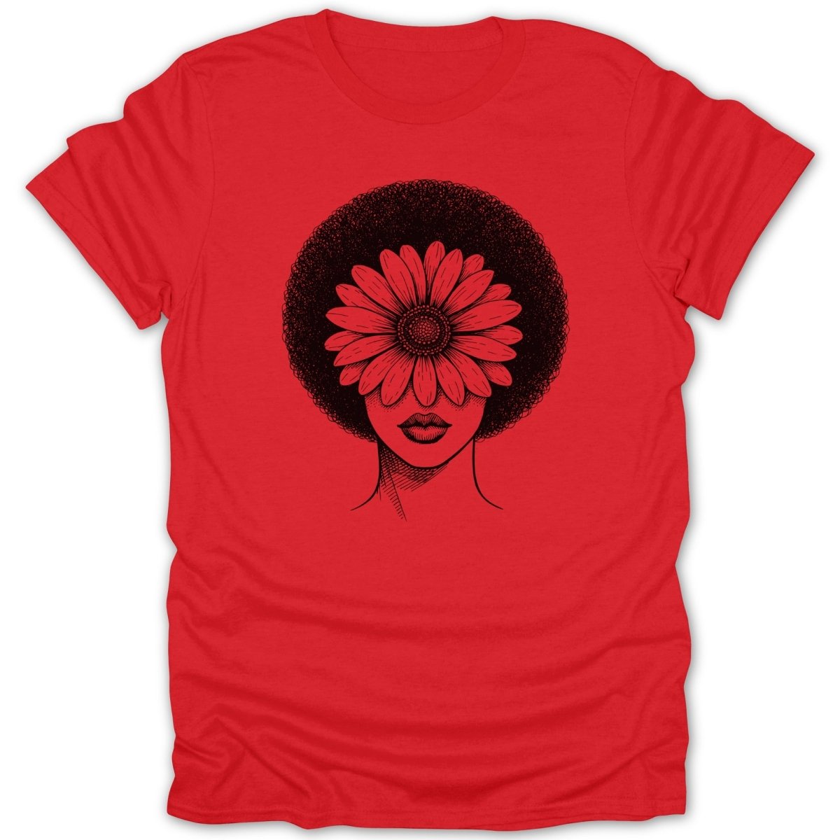 Afro Woman Daisy Flower Tee - Zion Threadz