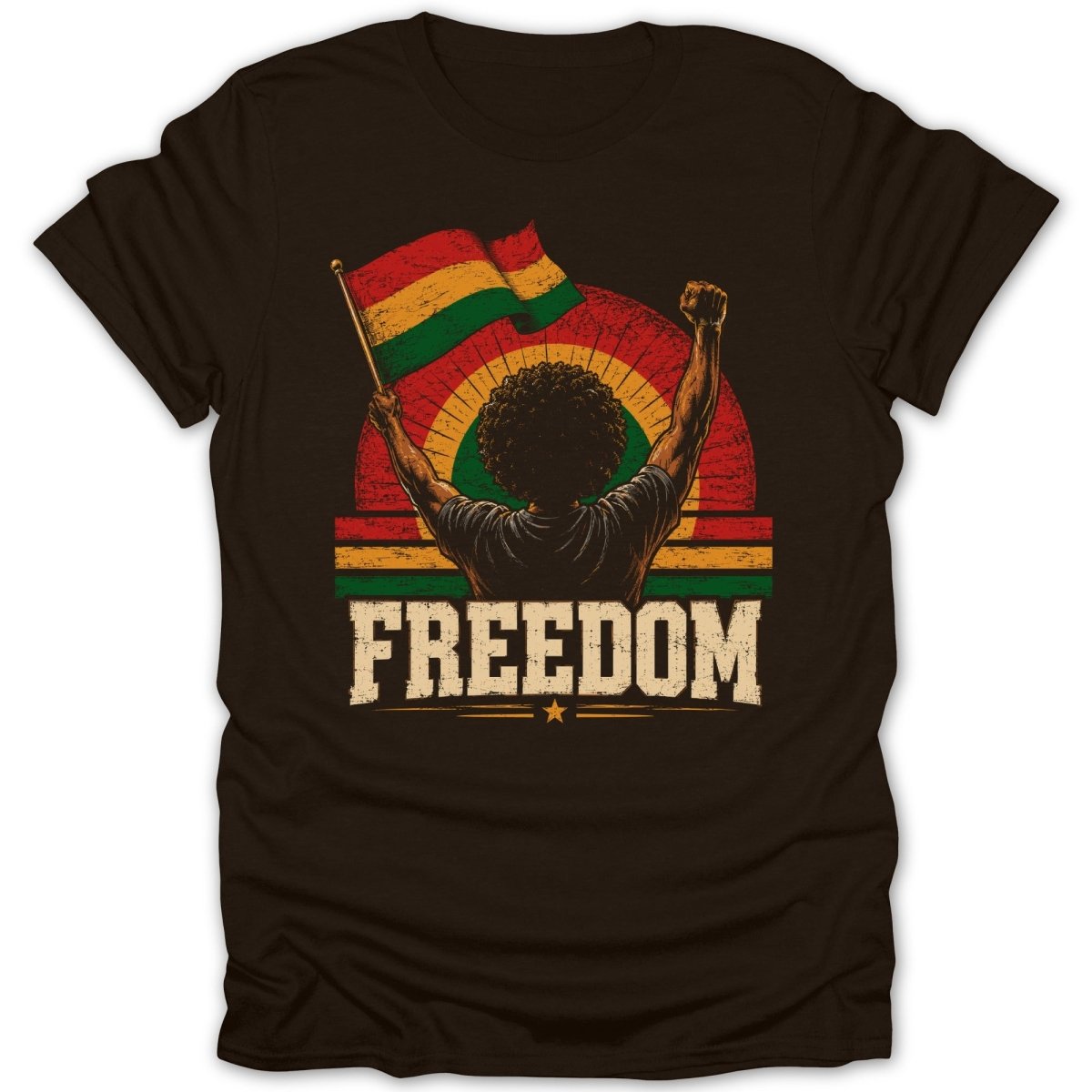 Juneteenth Freedom Raised Flag Tee - Zion Threadz