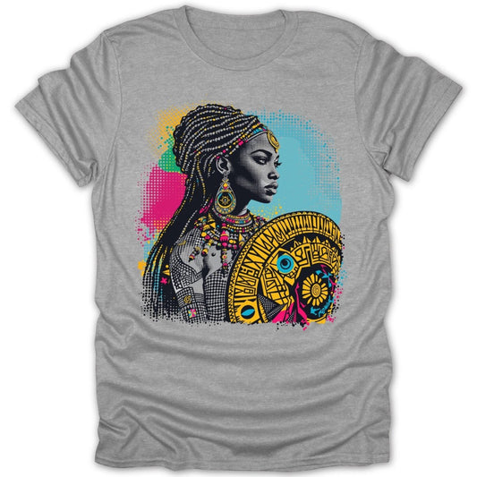 African Queen Shield Artistic Colorful Tee - Zion Threadz