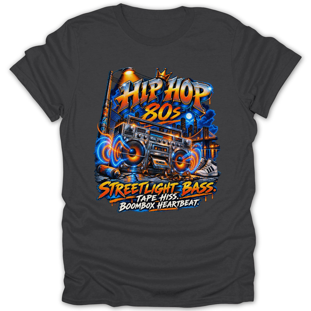 Retro 80s boombox graphic with "Hip Hop 80s" and "Streetlight Bass" text.