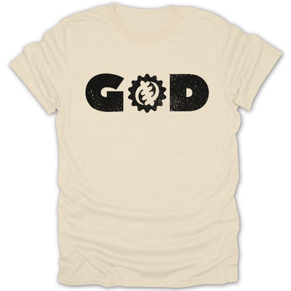 GOD with Gye Nyame Symbol Distressed Tee - Zion Threadz