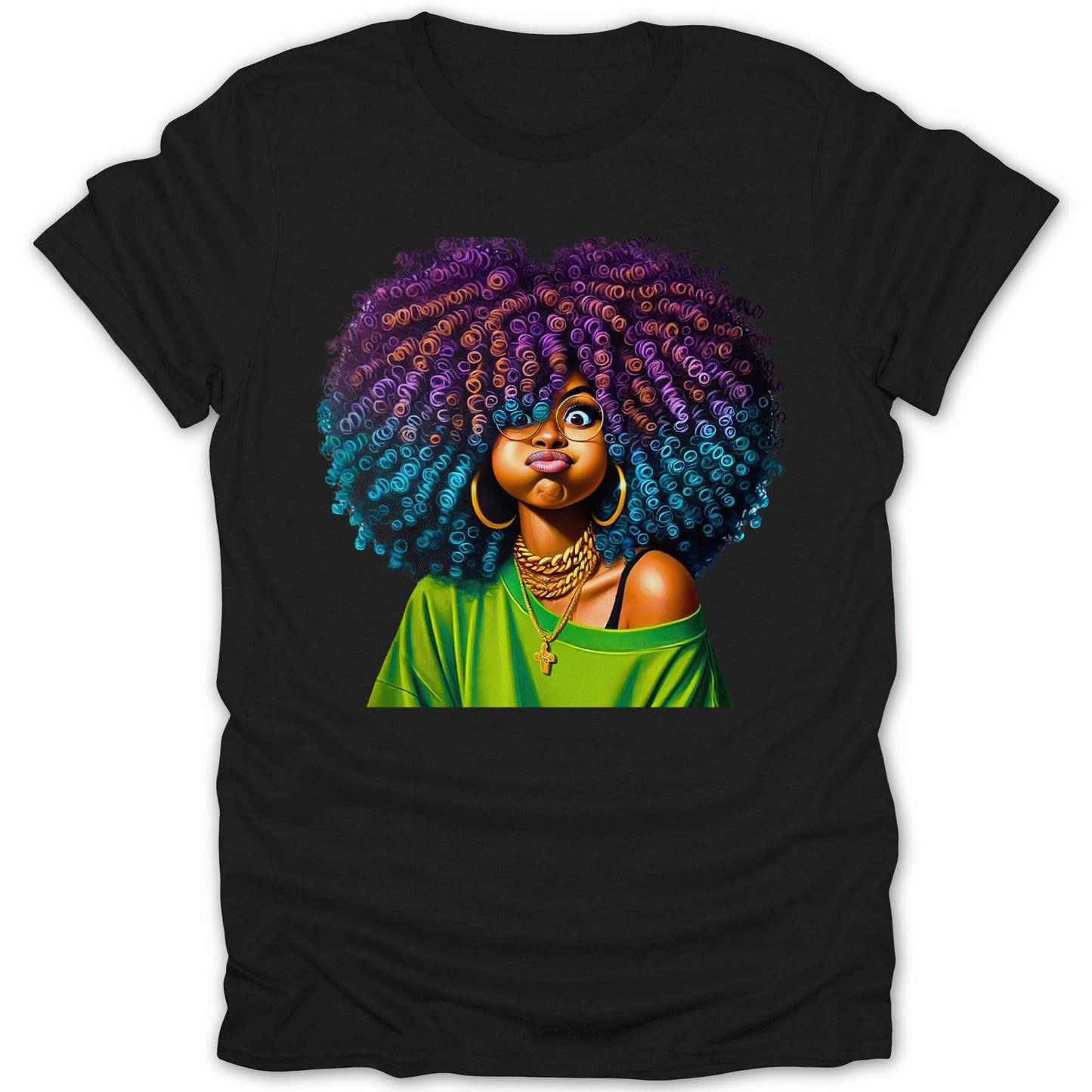 Colorful Afro Woman Print Fashion Statement T-shirt product type