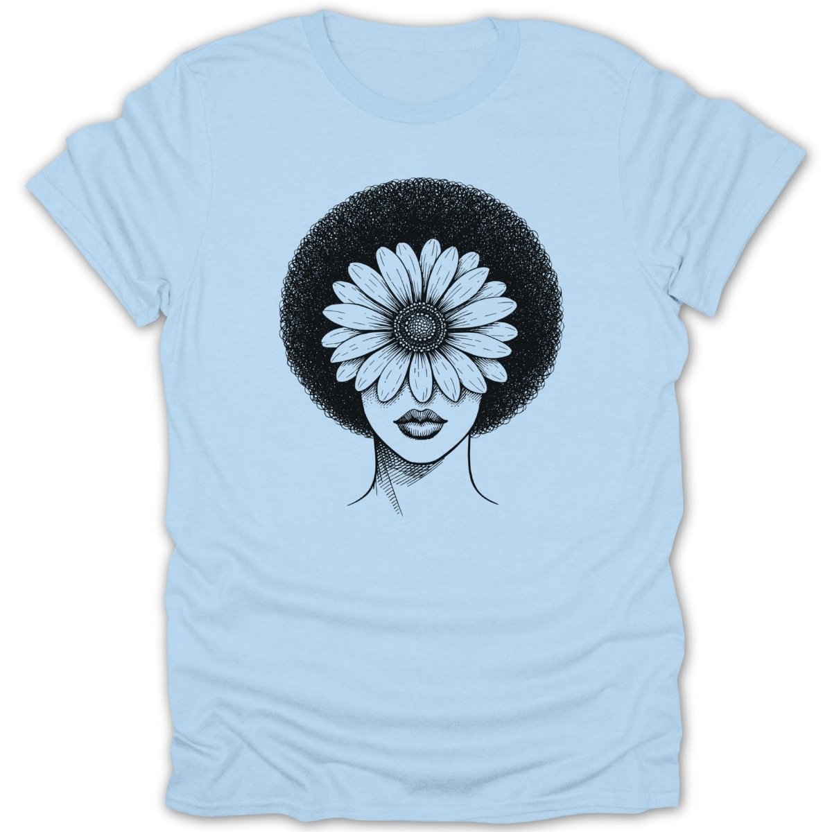 Afro Woman Daisy Flower Tee - Zion Threadz