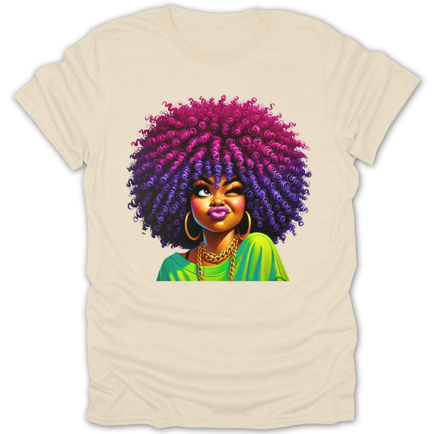 Vibrant Afro Woman Graphic T-shirt Unique Fashion product