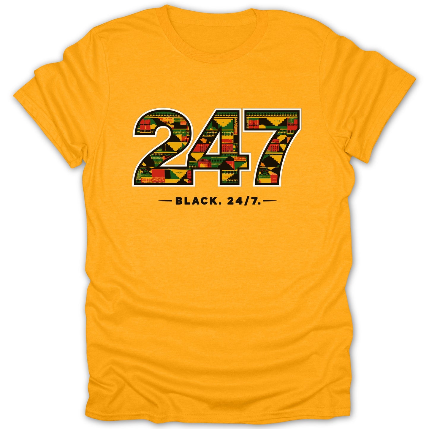 Black 24/7 247 Graphic Printed Yellow T-shirt