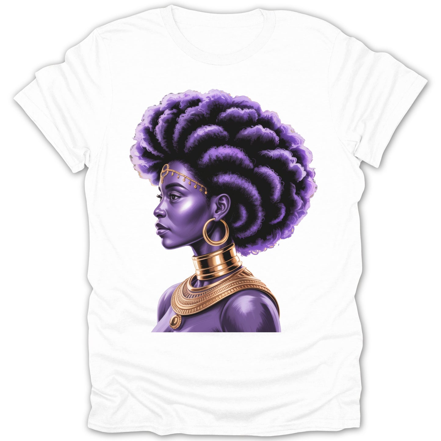 Purple Regal Queen Afro Woman Graphic T-Shirt