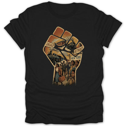 Chicago Detroit New York Migration Fist T-Shirt